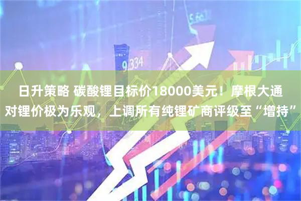 日升策略 碳酸锂目标价18000美元！摩根大通对锂价极为乐观，上调所有纯锂矿商评级至“增持”