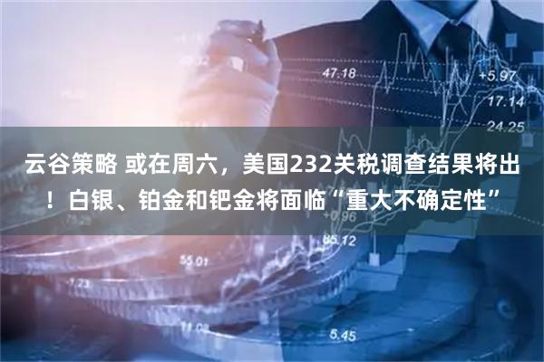 云谷策略 或在周六，美国232关税调查结果将出！白银、铂金和钯金将面临“重大不确定性”