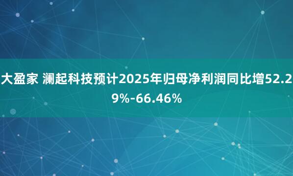 大盈家 澜起科技预计2025年归母净利润同比增52.29%-66.46%